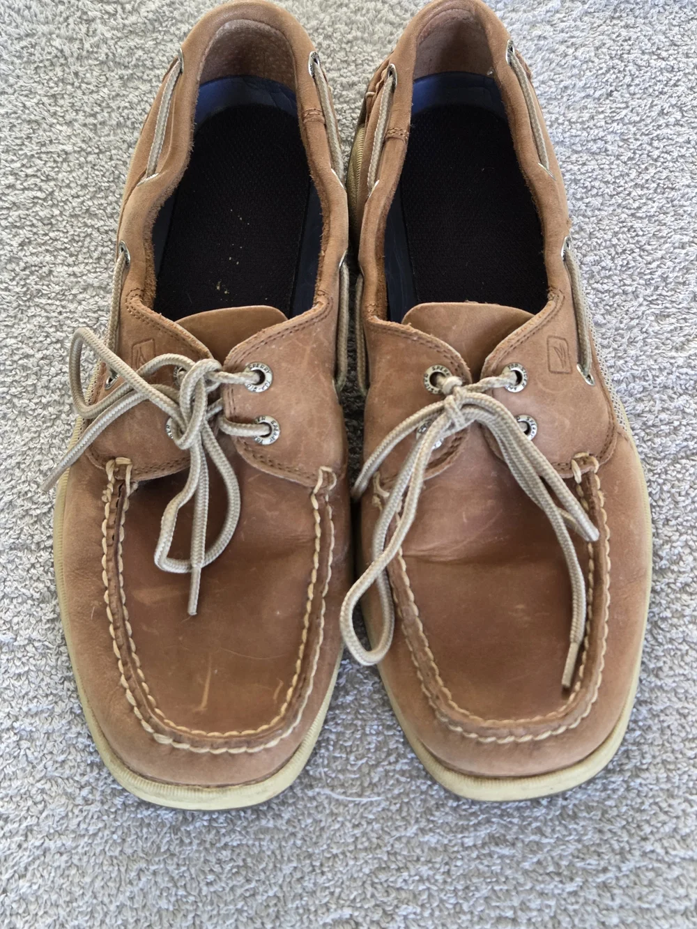 Sperry Men's Brown Leather Boat Shoes - Classic Lace-Up Size 11M